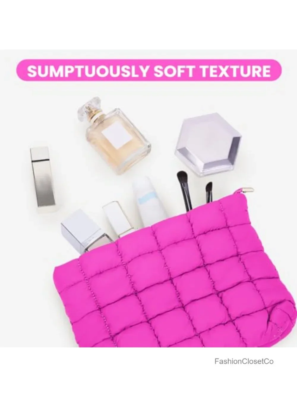 Puffy Quilted Makeup Bag Cosmetic Travel Toiletry Organizer Pouch